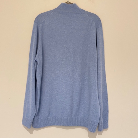 Tom James Men’s 100% Cashmere Sweater Blue 1/4 Quarter Zip Mock Neck Pullover L - Picture 4 of 11